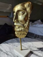 27. MODERN ART METAL, BIG FACE, GREEK GOD BEARDED FACE MALE STATUE, ANTIQUE