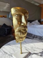 MODERN ART METAL, BIG FACE, GREEK GOD BEARDED FACE MALE STATUE, ANTIQUE