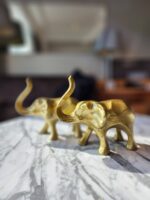 24K GOLD FINISH TRUNK UP ELEPHANT SHOWPIECE DECORATIVE ITEMS FOR HOME DECORATION GOLD PLATED ELEPHANT STATUE HOME/OFFICE TABLE LIVING ROOM DÉCOR (PAIR)