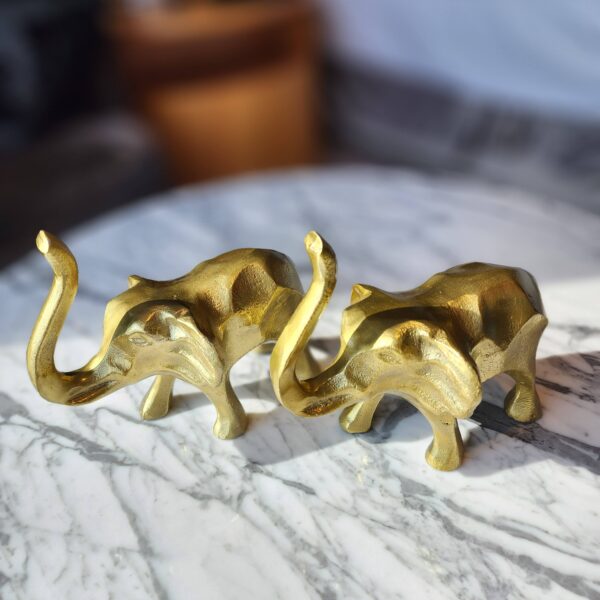 24K GOLD FINISH TRUNK UP ELEPHANT SHOWPIECE DECORATIVE ITEMS FOR HOME DECORATION GOLD PLATED ELEPHANT STATUE HOME/OFFICE TABLE LIVING ROOM DÉCOR (PAIR)