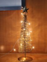 Metal christmas tree antique with string fairy lights