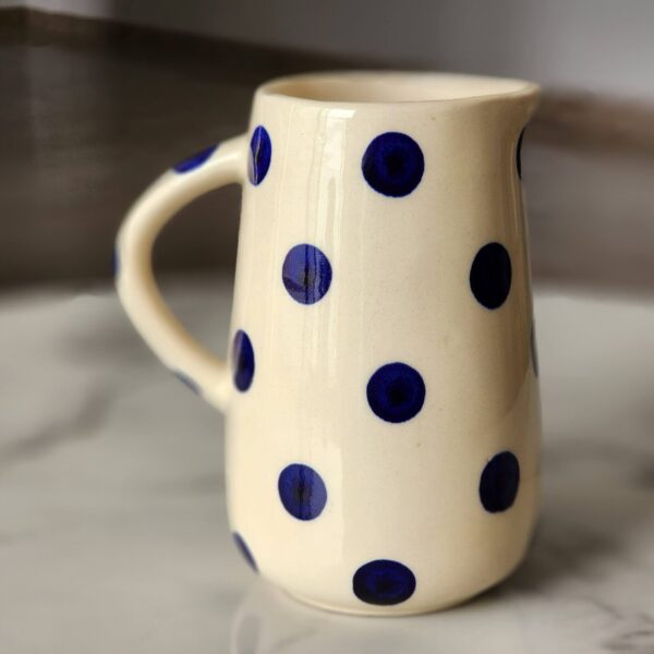 CERAMIC MILK JUG BLUE POLKA DOTS