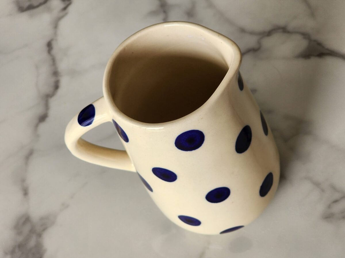 CERAMIC MILK JUG BLUE POLKA DOTS