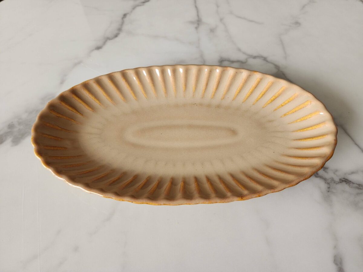 HANDCRAFTED 'OVAL SERVING TRAY/ DISH ' | BEIGE/LIGHT BROWN COLOUR