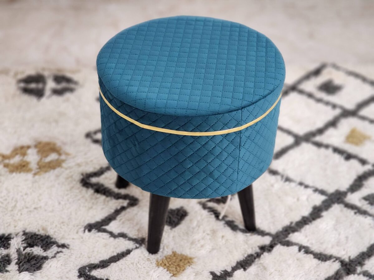 STOOL FOR LIVING ROOM/ MUDDA SITTING FURNITURE FOOTREST SEAT POUFFE PUFFY FOAM STOOL FOOTSTOOL FOR OFFICE HOME DECOR, 16X16X17 INCH, FIROZI COLOUR