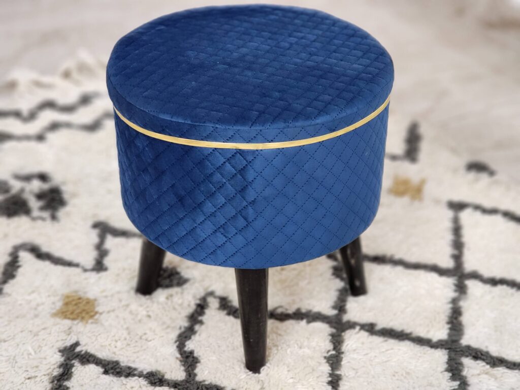 35. STOOLS FOR LIVING ROOM/ MUDDA SITTING FURNITURE FOOTREST SEAT POUFFE PUFFY FOAM STOOL FOOTSTOOL FOR OFFICE HOME DECOR, 16X16X17 INCH, ROYAL BLUE COLOUR