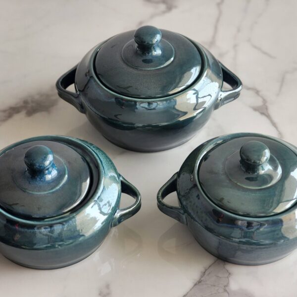 Green casserole/ Handi set of 3