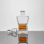 25oz Lead Free Diamond Whiskey Decanter with Wood Base