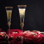 Champagne glasses with diamond setting