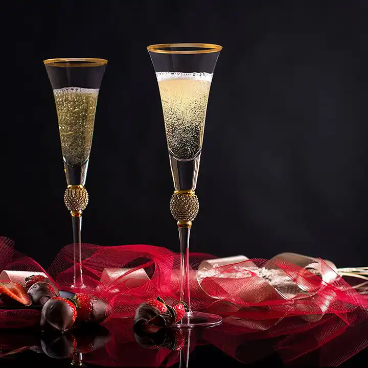 Champagne glasses with diamond setting