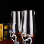 Crystal champagne glasses 2pcs with diamonds