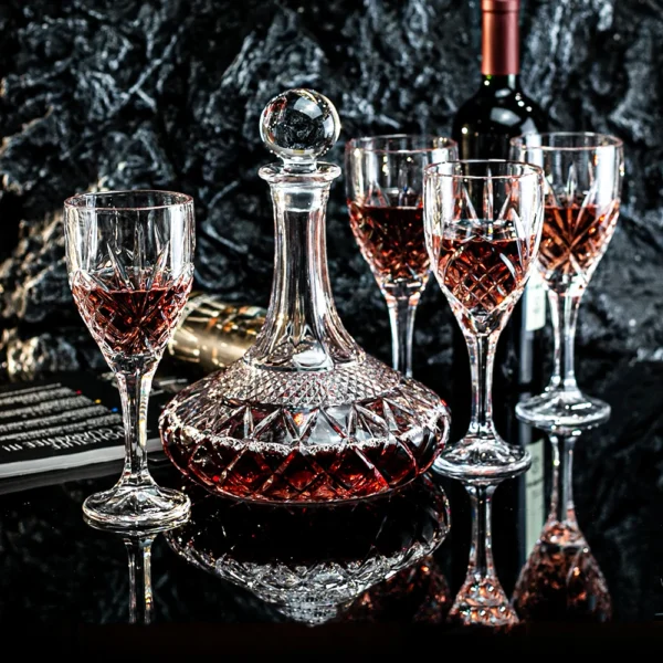 NOVARE Wholesale New Design Engraved Wine Decanter Set With Goblet Wine Glass