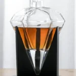 25oz Lead Free Diamond Whiskey Decanter with Wood Base