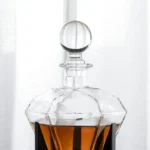 25oz Lead Free Diamond Whiskey Decanter with Wood Base