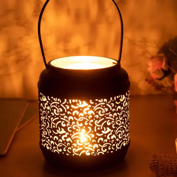 Hanging Candle Lantern Holder, Special Diwali Decoration, Black, Iron