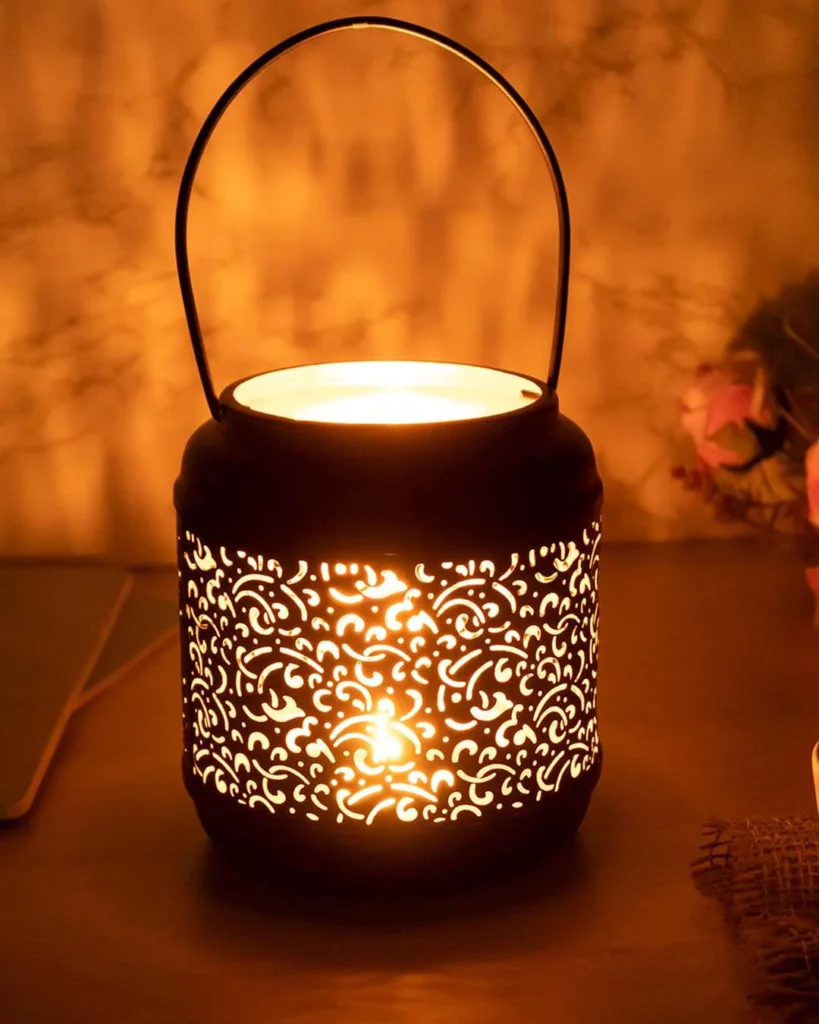 Hanging Candle Lantern Holder, Special Diwali Decoration, Black, Iron