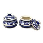 CERAMIC SMALL HANDI WITH LID, BIRYANI BOWL, SERVEWARE CURD SETTER, SERVER FOR DAL, CURRY AND DINING TABLEWARE COLOR- INDIGO/BLUE