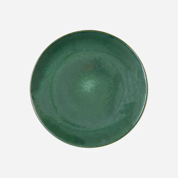 DARK GREEN HAND GLAZED CERAMIC DINNER PLATES (MICROWAVE SAFE & DISHWASHER SAFE, 10 PACK OF-6) CERAMIC PLATES FOR DINNER