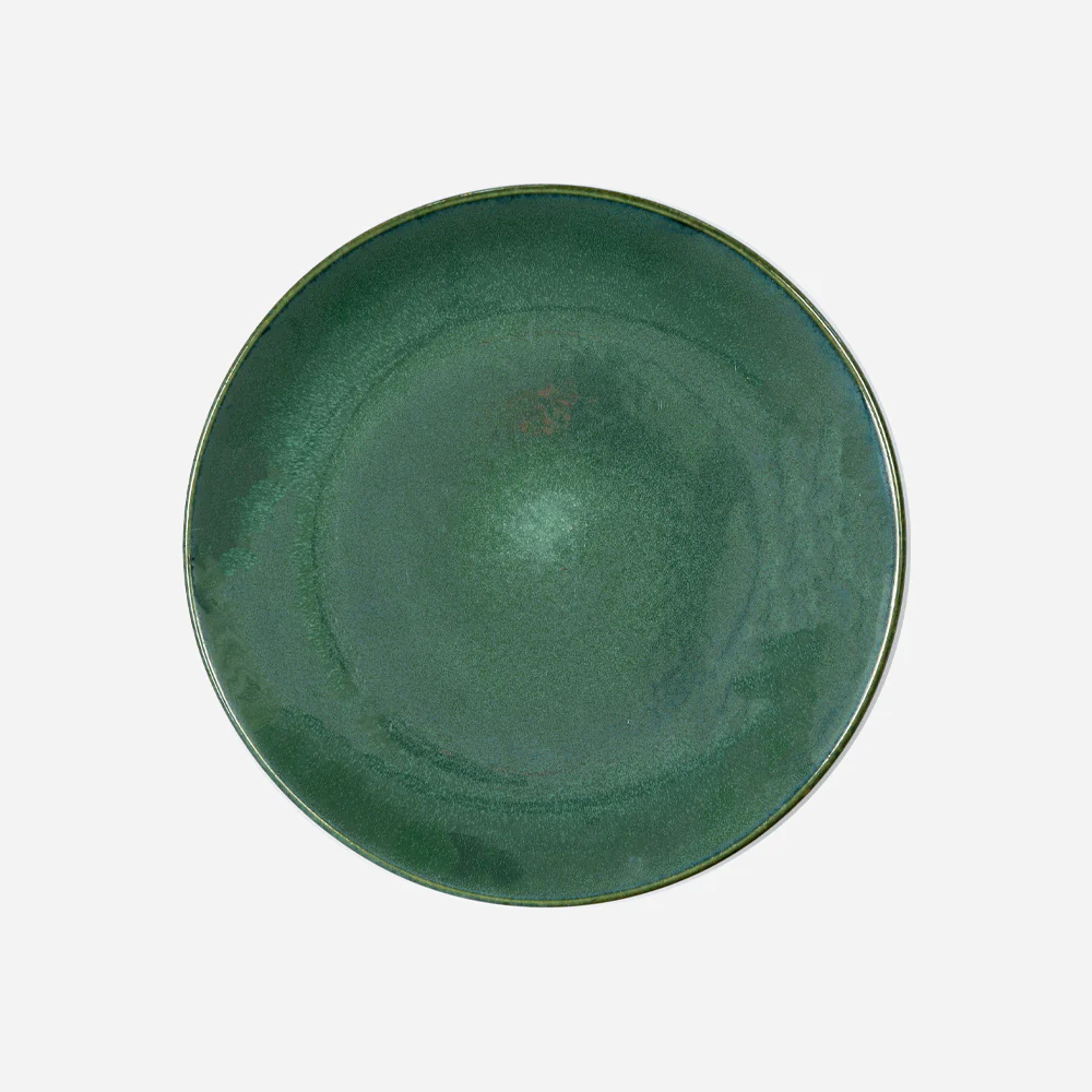 DARK GREEN HAND GLAZED CERAMIC DINNER PLATES (MICROWAVE SAFE & DISHWASHER SAFE, 10 PACK OF-6) CERAMIC PLATES FOR DINNER