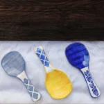 CERAMIC SPOON REST, 9 X 3.5 INCHES, YELLOW & BLUE