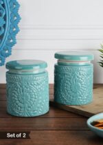 CERAMIC HANDCRAFTED, HANDPAINTED, MULTI UTILITY STORAGE JAR WITH LID 500/1000 ML | CERAMIC KITCHEN CANISTER | COOKIE JAR | PICKLE STORAGE JAR