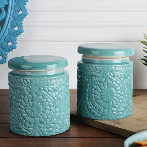 CERAMIC HANDCRAFTED, HANDPAINTED, MULTI UTILITY STORAGE JAR WITH LID 500/1000 ML | CERAMIC KITCHEN CANISTER | COOKIE JAR | PICKLE STORAGE JAR