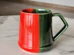 DUAL TONE RED & GREEN CERAMIC SERVING COFFEE MUG TEA CUP, 350-380 ML