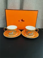 HERMES LUXURY LIVING ROOM HORSE SERIES COFFEE TEA CUP WITH SAUCER SET| GIFT BOX