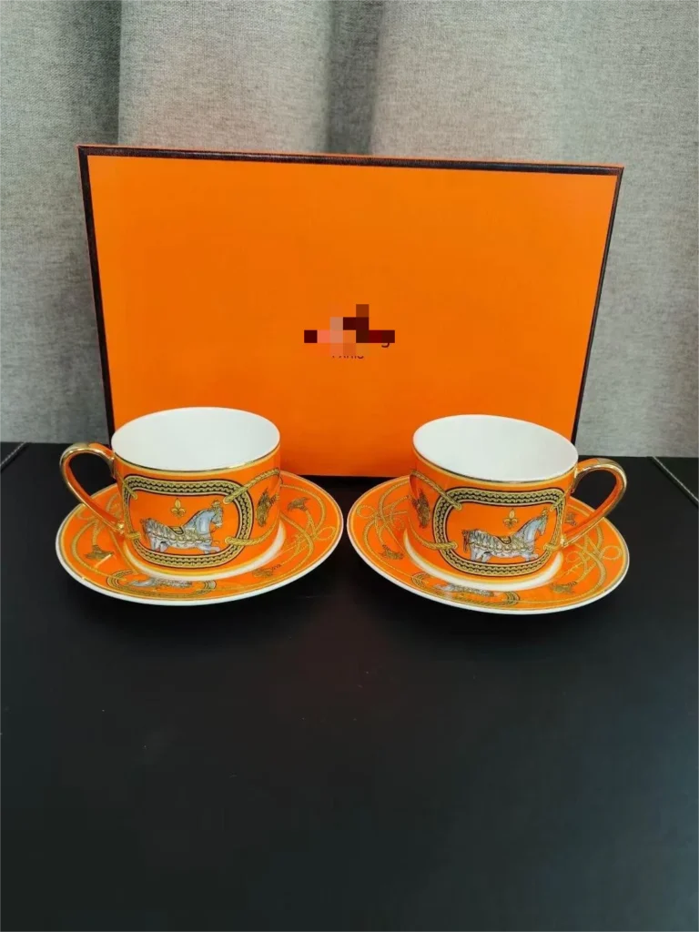 HERMES LUXURY LIVING ROOM HORSE SERIES COFFEE TEA CUP WITH SAUCER SET| GIFT BOX